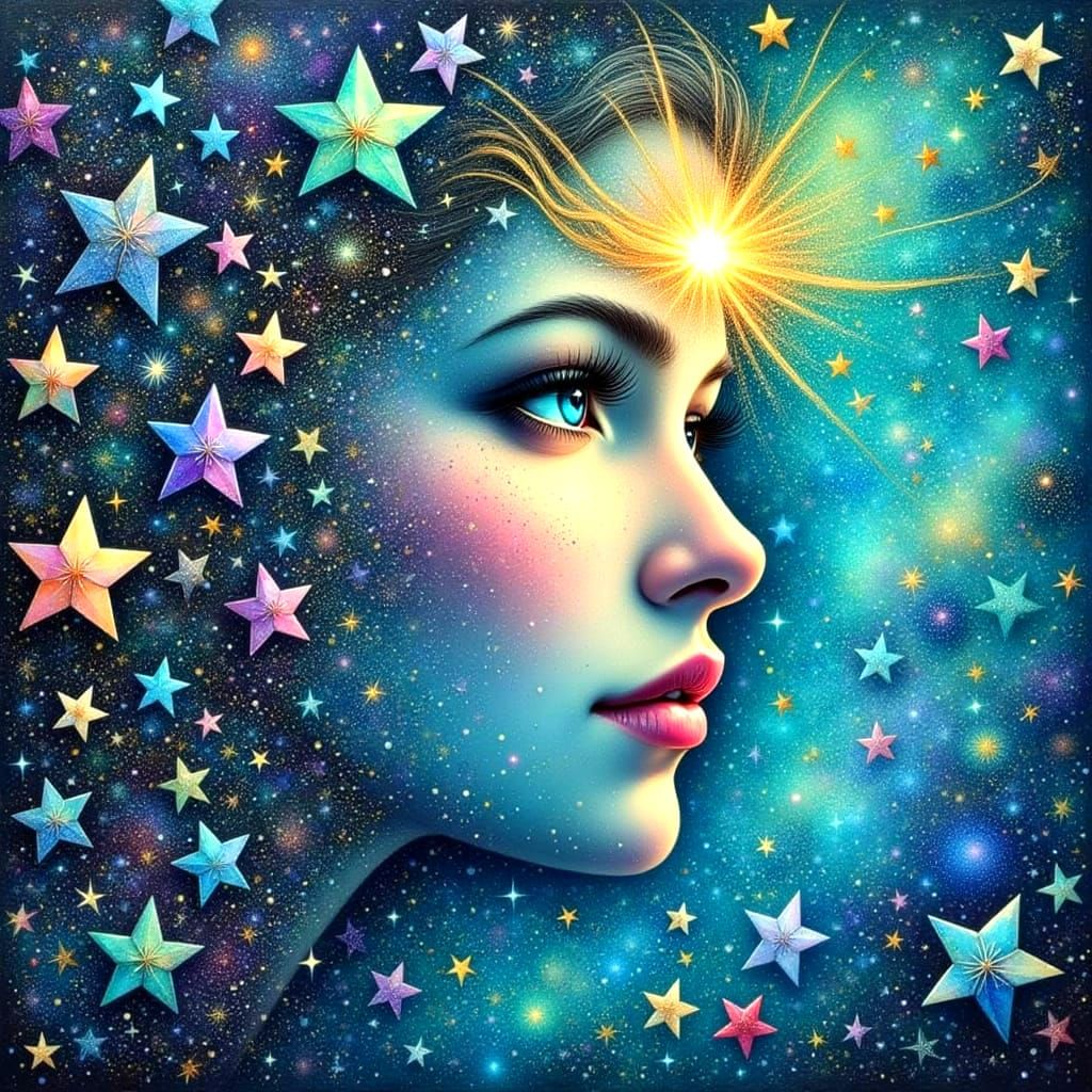 Ethereal Goddess Emanating Cosmic Radiance in Vibrant, Dream...