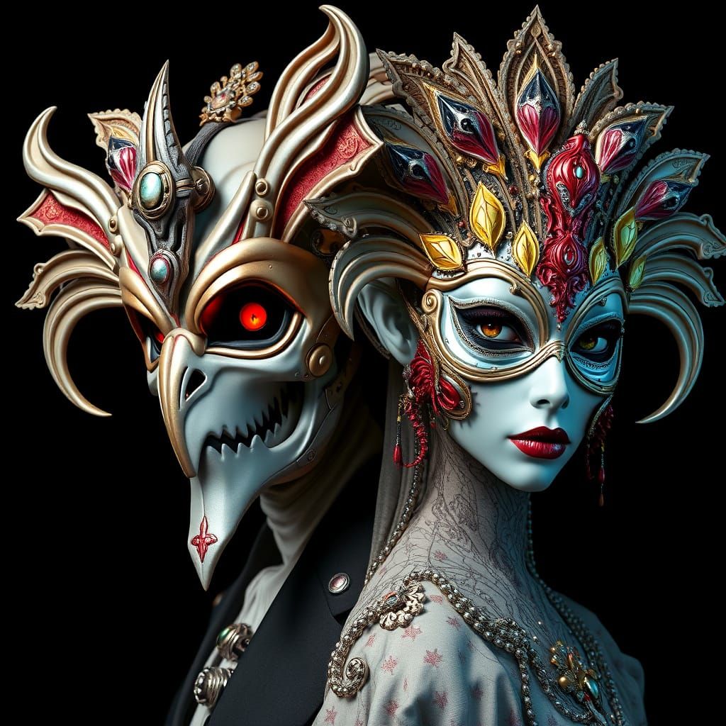 Surreal Portrait of Grievous and Leila Organa in Art Nouveau...