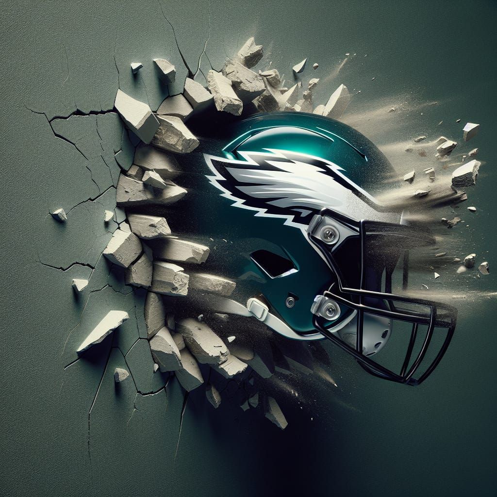 Philadelphia Eagles Helmet Crashes into a Wall in a Dynamic,...