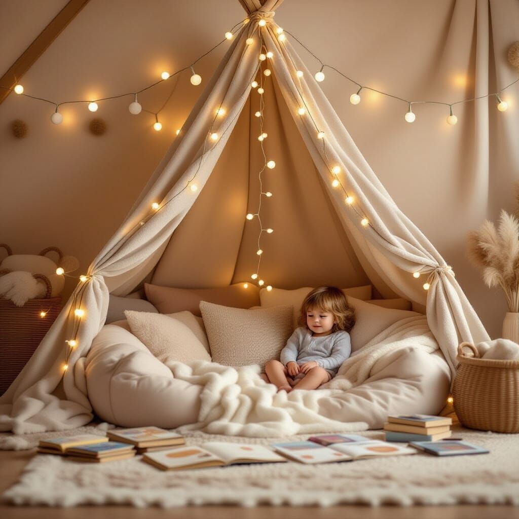 Cozy Blanket Fort with Fairy Lights