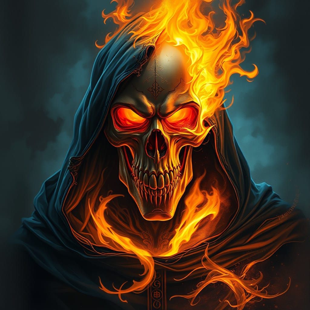 Supernatural Rider in Blazing, Dark Portrait