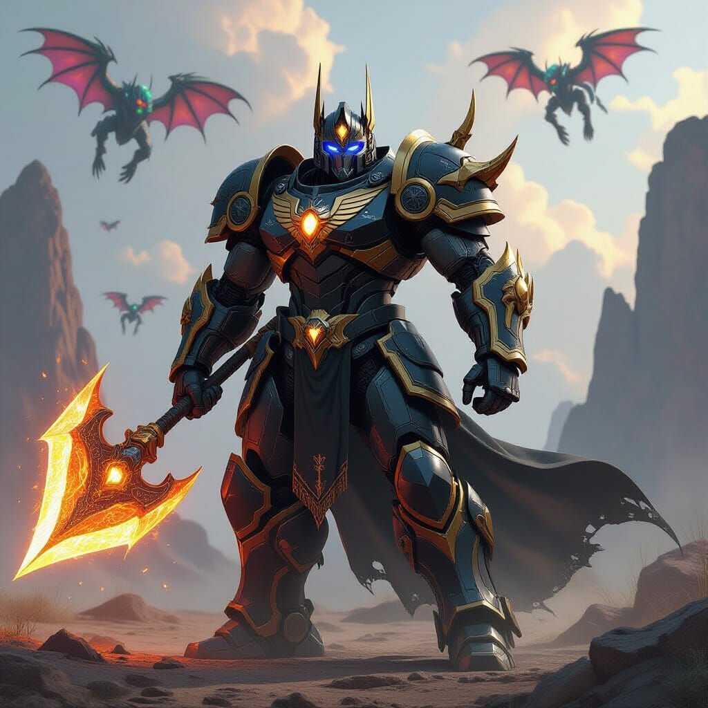 Fantasy Knight Optimus Prime with Mammoth Skull Pauldron