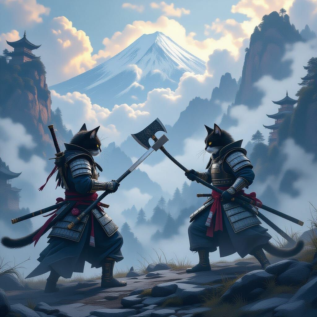 Shogun Warrior Cats Clash on Misty Mountain