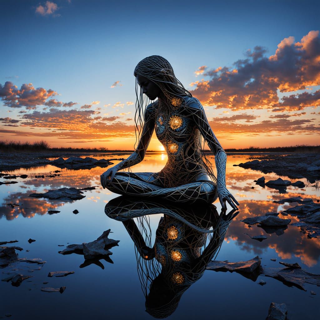 Surreal Cosmic Dreamscape in Infinity Mirrored Room Style