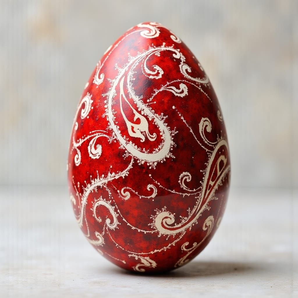Whimsical Paisley Egg in Dark Oil Paint