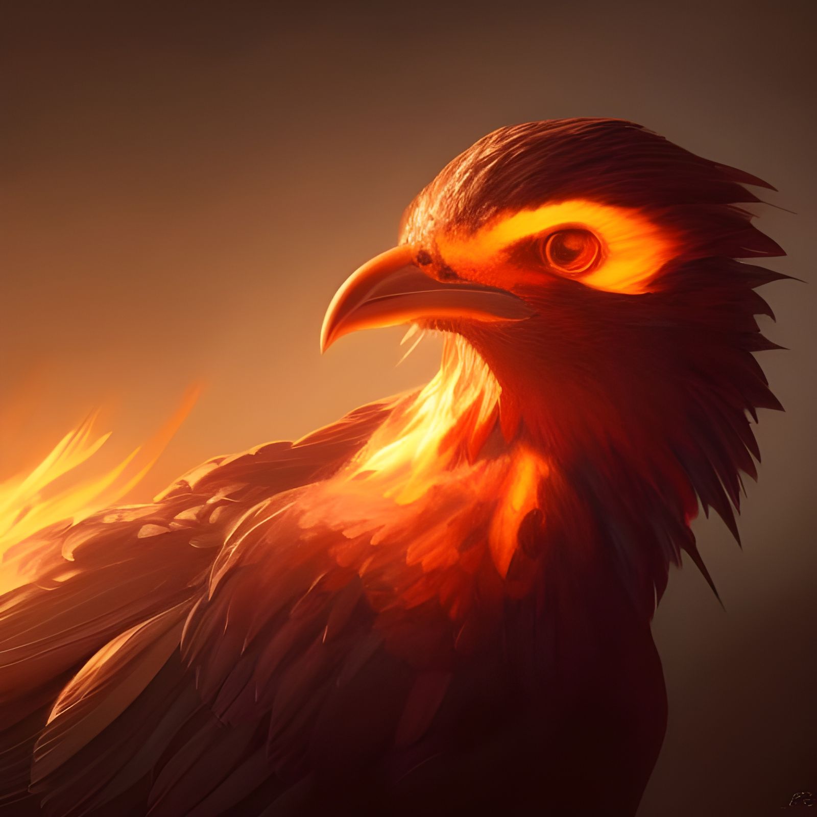 Phoenix Portrait in Dark Fantasy Style