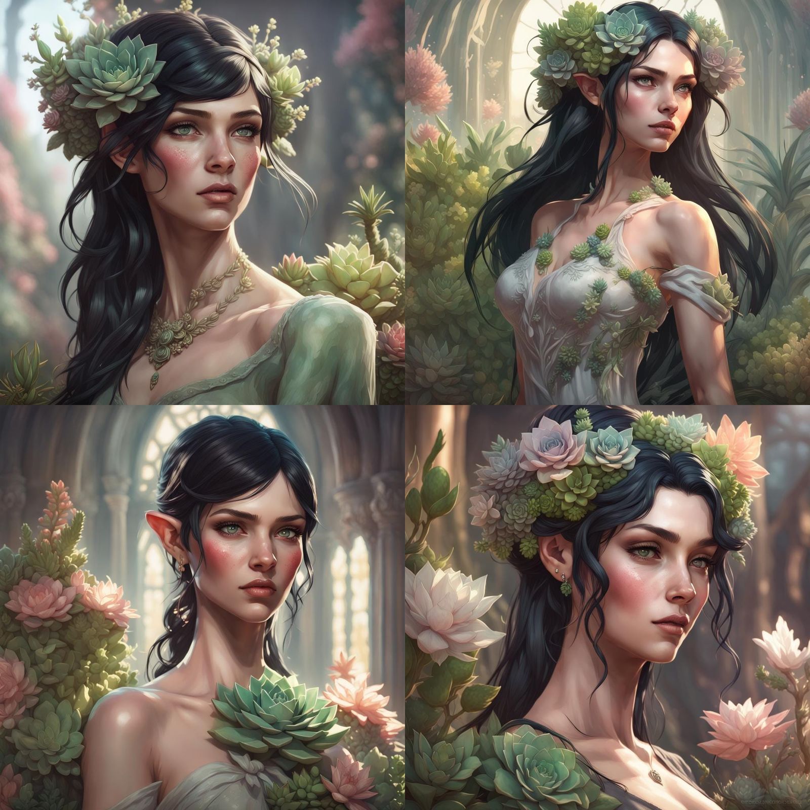 Elegant Elf Portrait in Hyperdetailed Splash Art Style