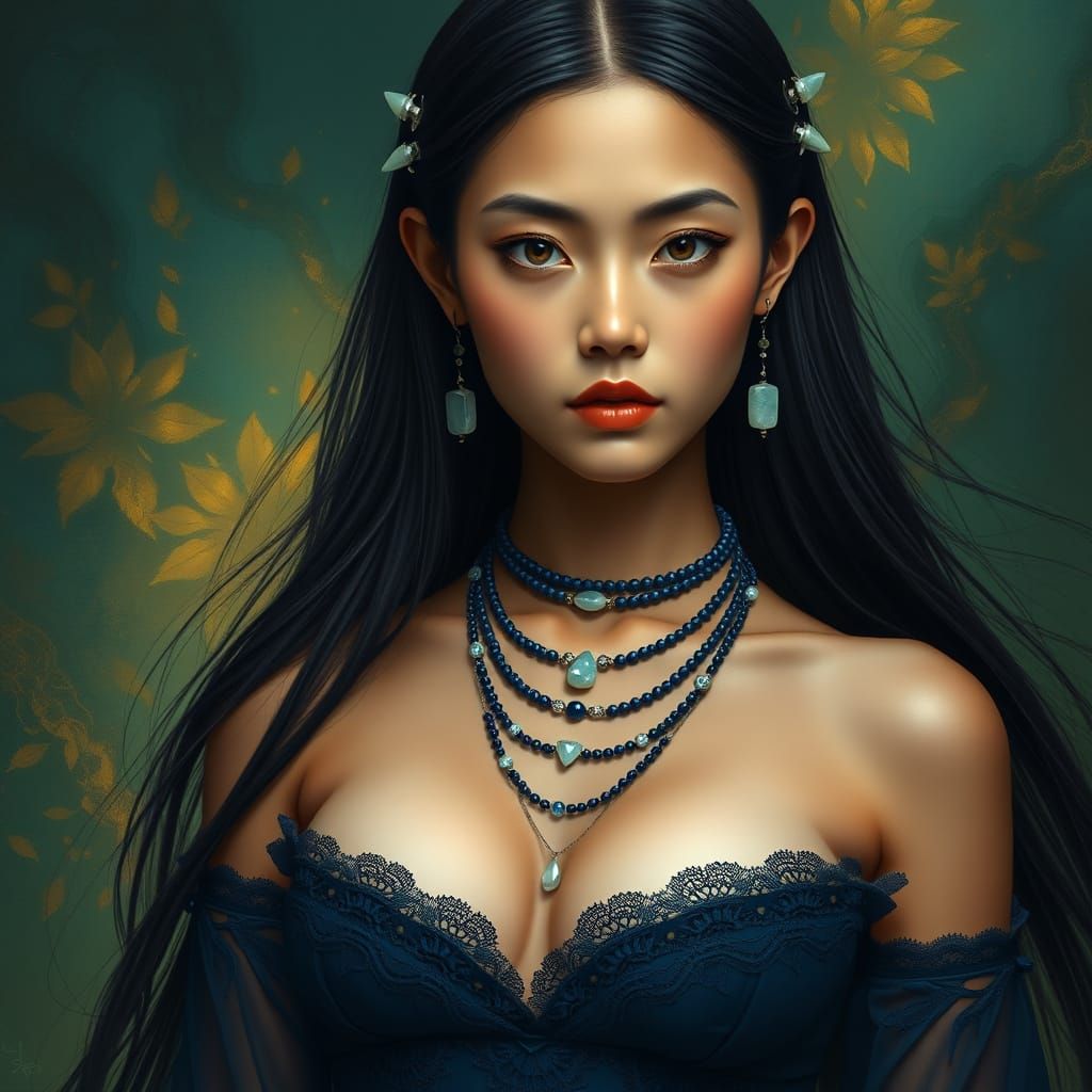 Tibetan Woman in Futuristic Outfit: A Surreal Portrait