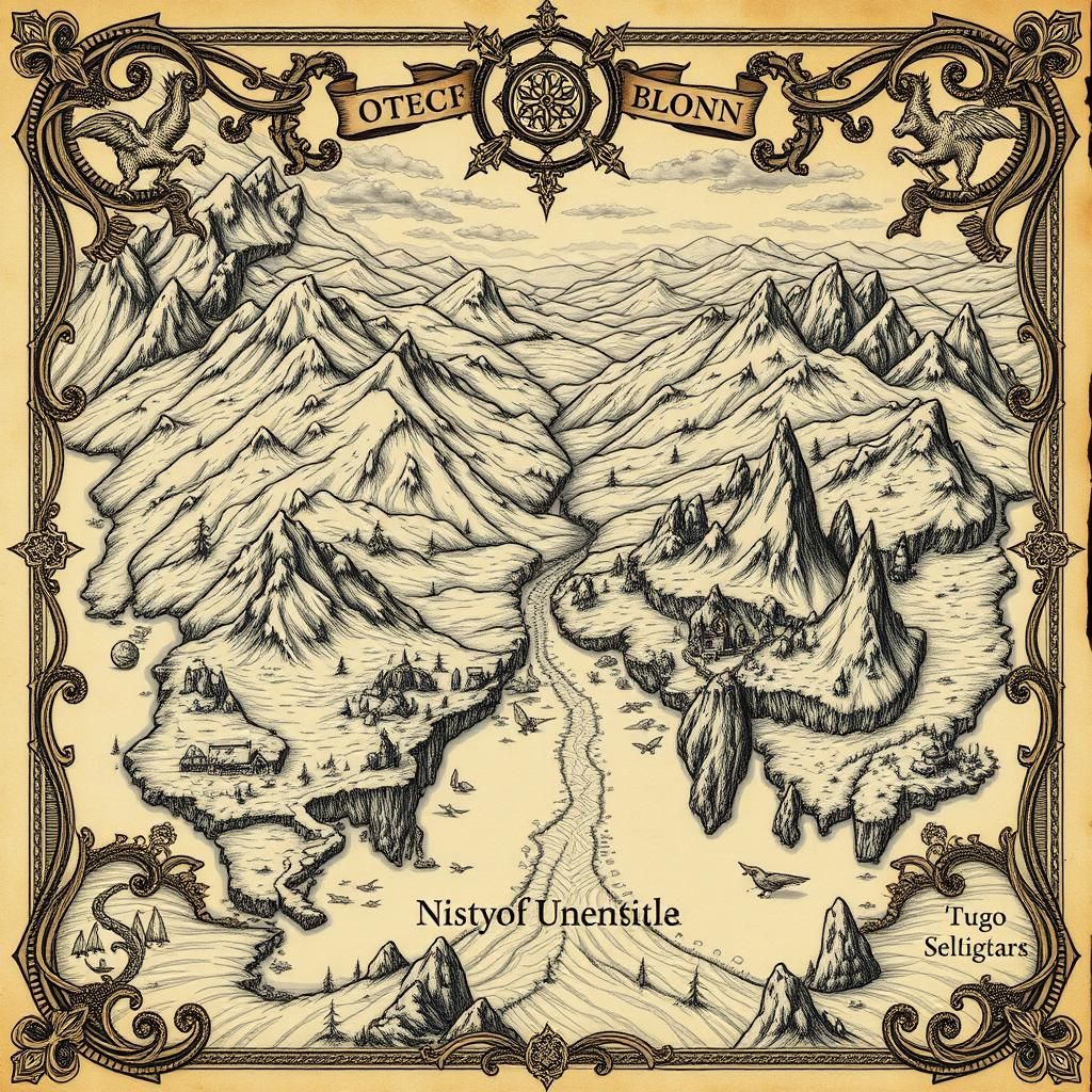 Detailed Medieval Fantasy Map with Celtic Knotwork