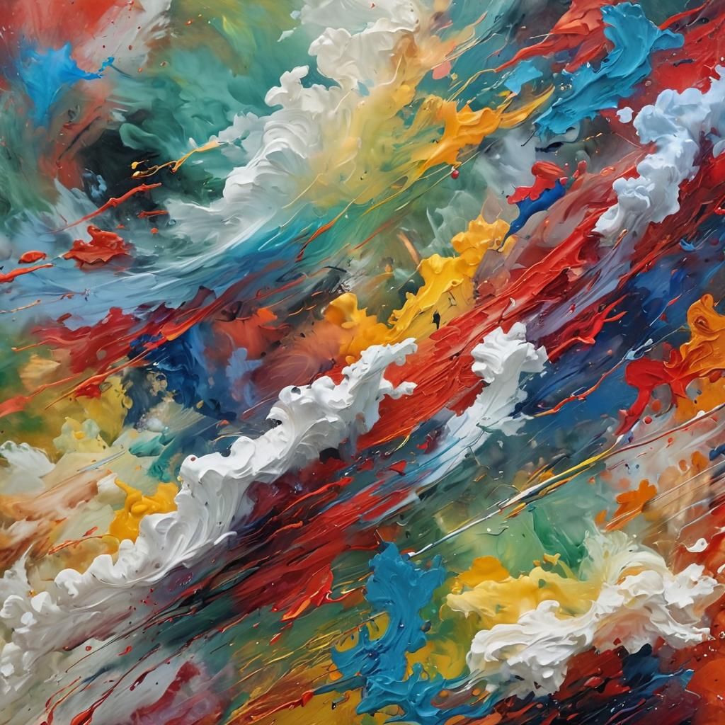 Dynamic Swirling Paint Clouds in Neo-Expressionism Style