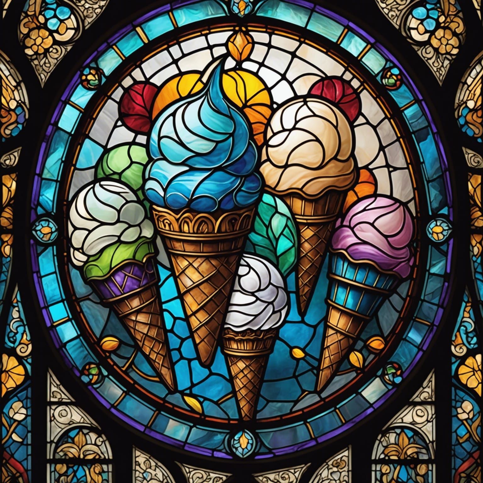 Stained Glass Ice Cream: A Digital Masterpiece