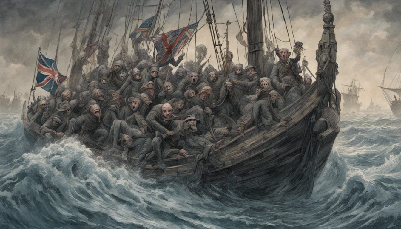 Pig Soldiers Sail a Bloody Union Jack Invasion