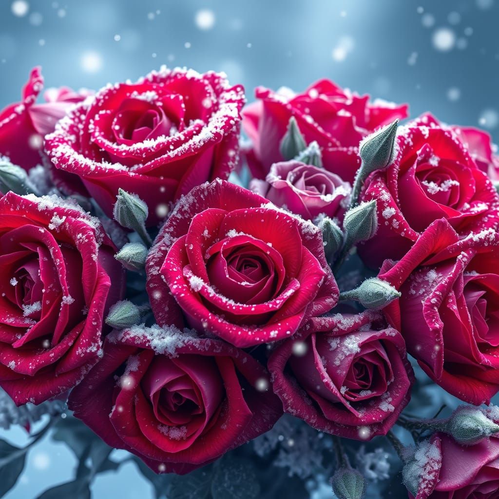 Roses in Enchanted Winter Wonderland