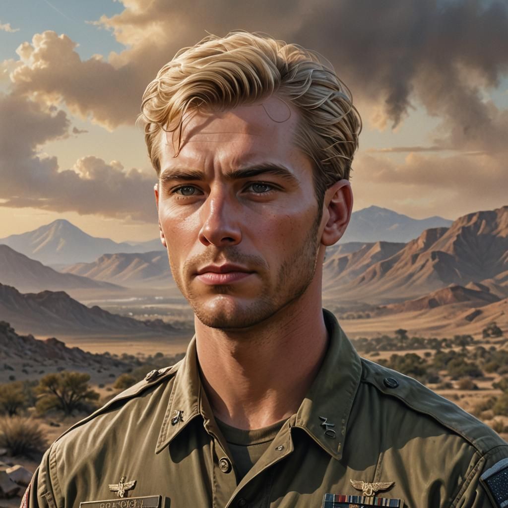 Hyper-Realistic Portrait of American Soldier in 1988