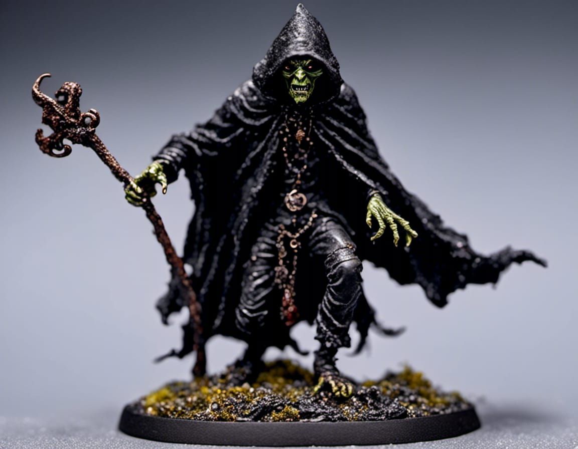 goblin in black cloak statue
