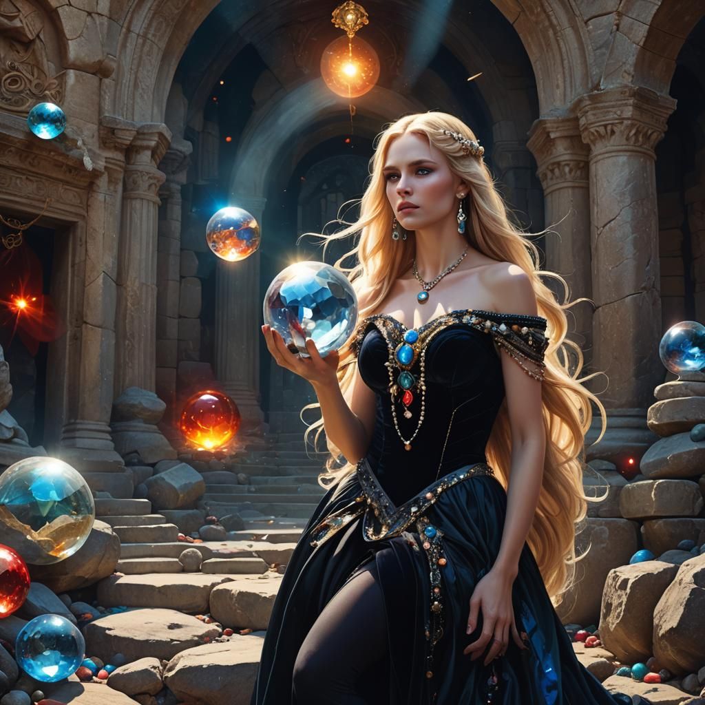 Goddess with Crystal Orb: Fantasy Digital Art