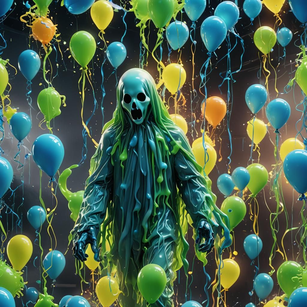 Radioactive Melting Balloon Ghost in Surreal Style