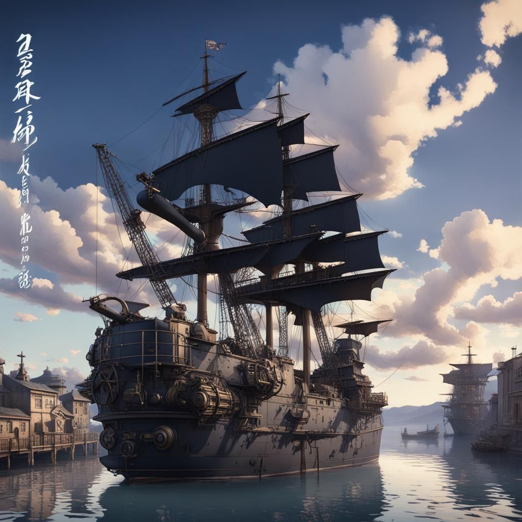 Fantastical Navy Vessel in Kuroboshi Kohaku Style