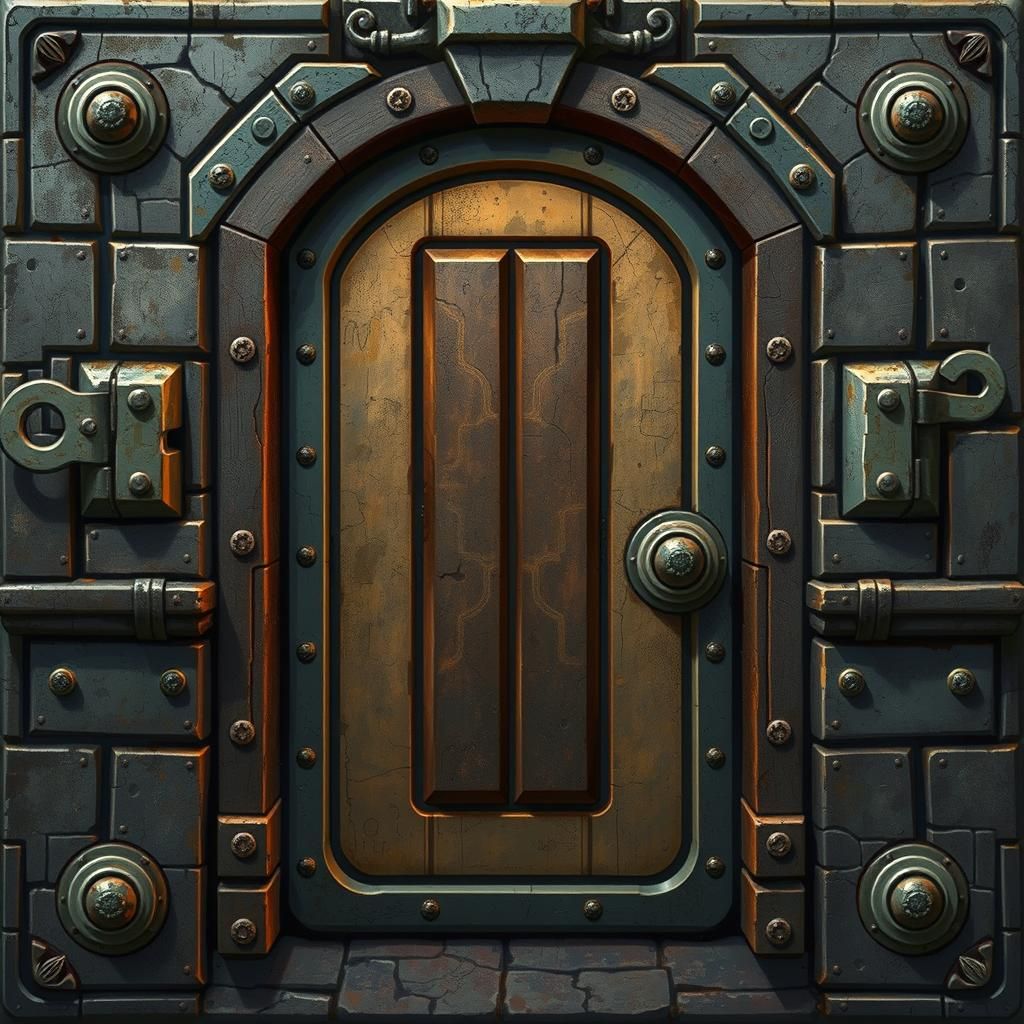 Ornate Dwarven Door Map Tile in Pixelated Style