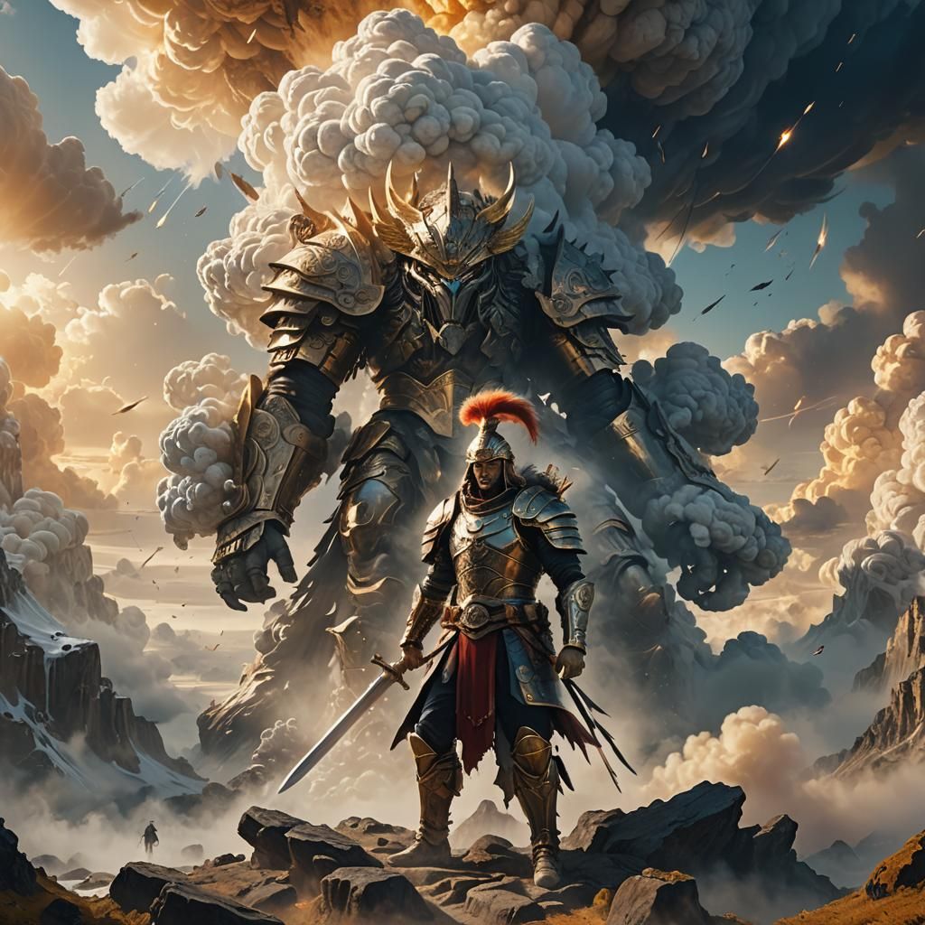 Warrior in Abstract Cloud: Epic Digital Matte Painting