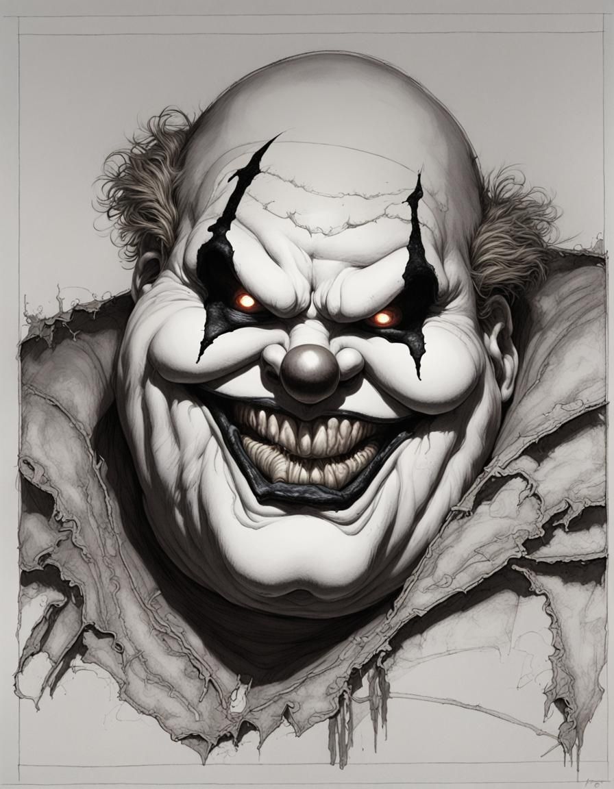 Obese Clown in Comic Book Style Sketch