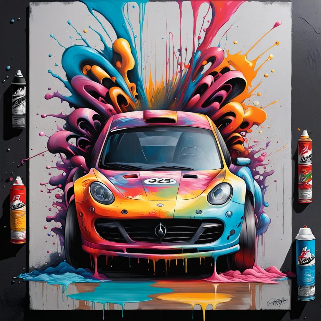 Formula 1 Car in Graffiti Street Art