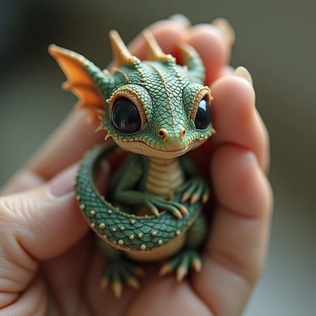Tiny Dragon in Gentle Hand
