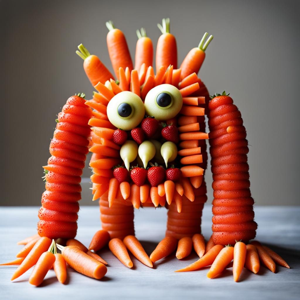 Carrot and Strawberry Monster: AI Creation