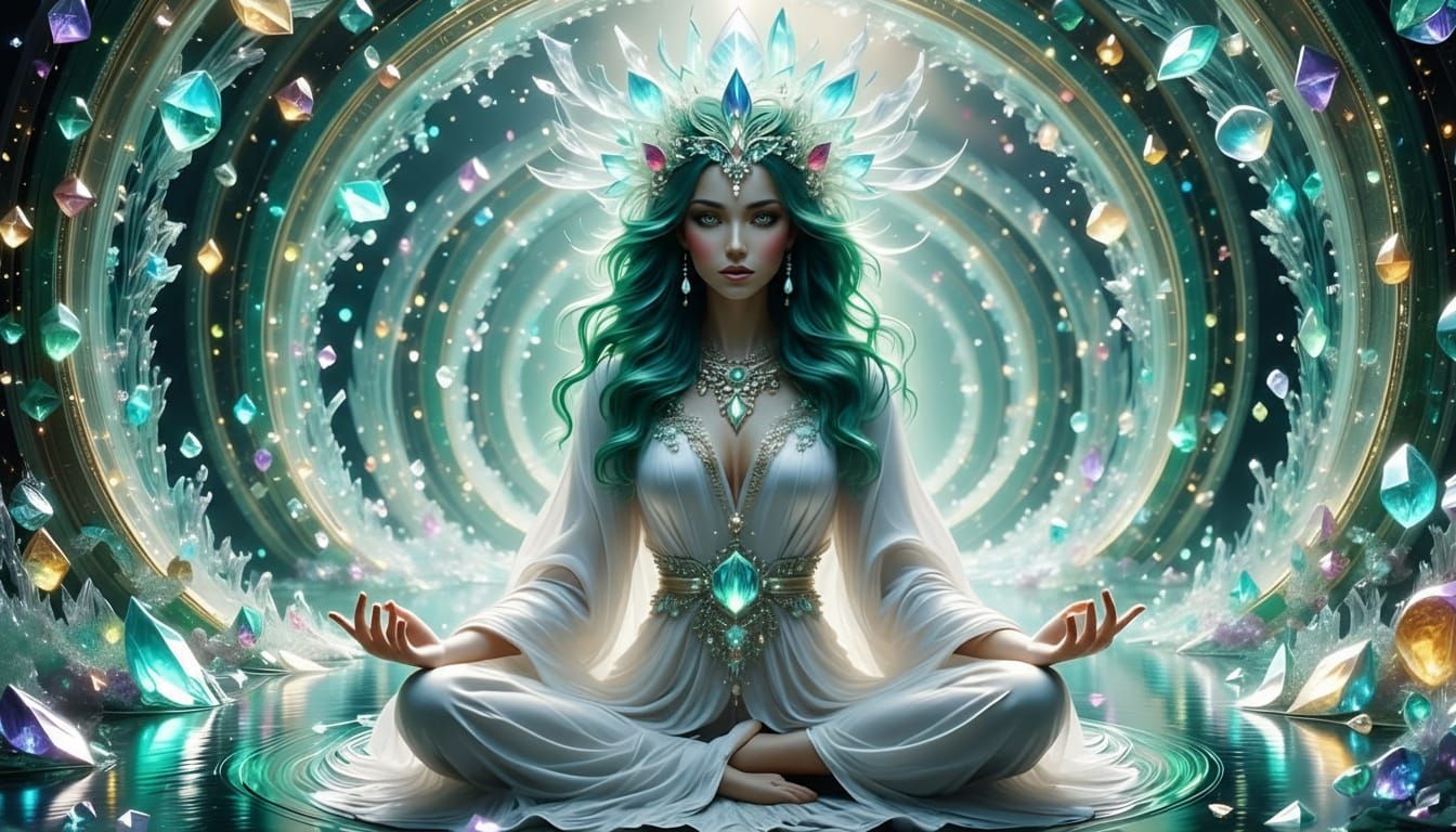 Floating Crystal City: Sacred Psychedelic Fantasy