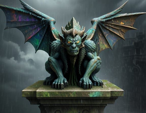 Gothic Gargoyle Resplendent with Opaline Texture