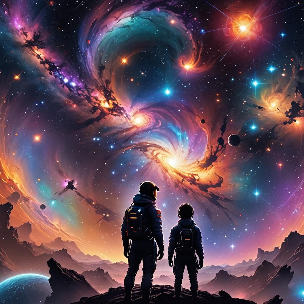 Anime Galaxy with Space Explorer in Digital Art