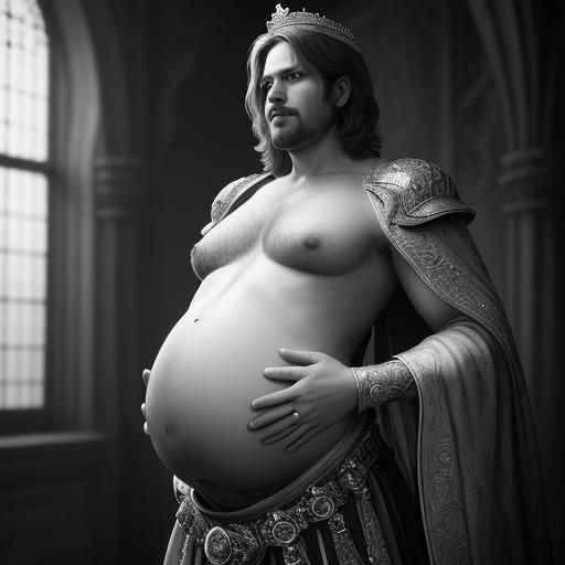 Man with Pregnant Belly and Crown