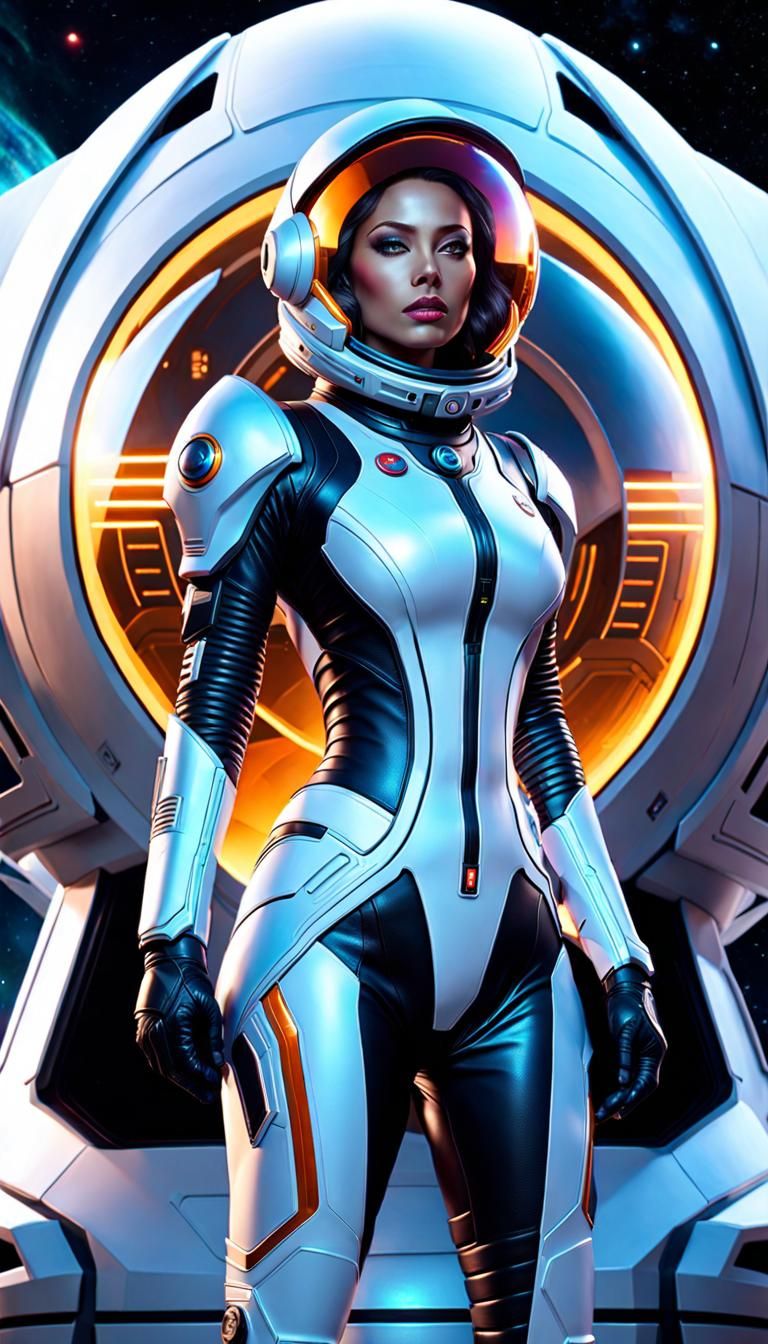 Alien Fox Woman in Sci-Fi Spacesuit Portrait