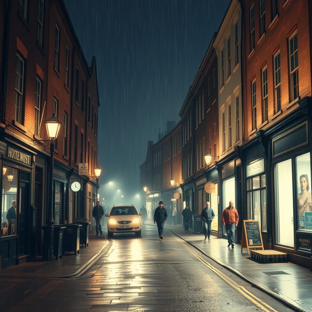 Whitechapel London in the 1800s on a Rainy Night