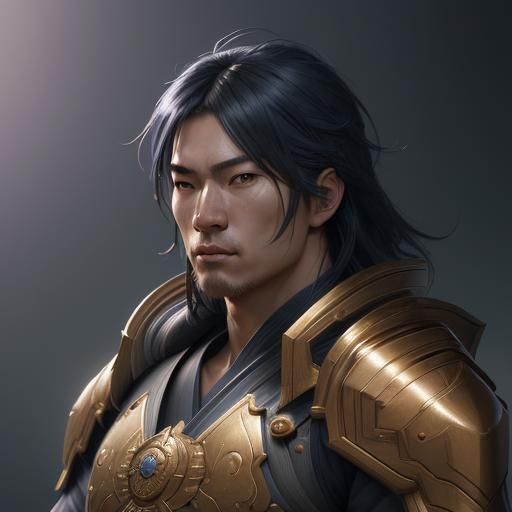 Japanese Star Warrior Portrait in Hyperdetailed Style