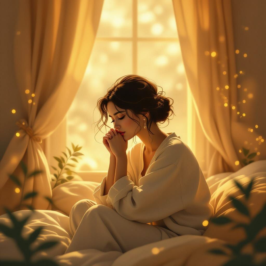 Contemplative Figure in Golden Light