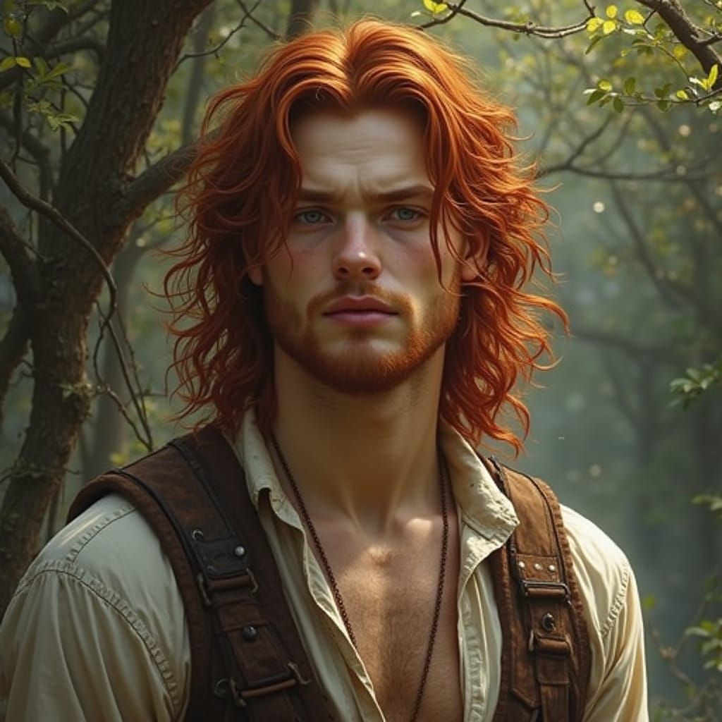 Medieval Renaissance Fantasy Redhead Man with Strong Will an...