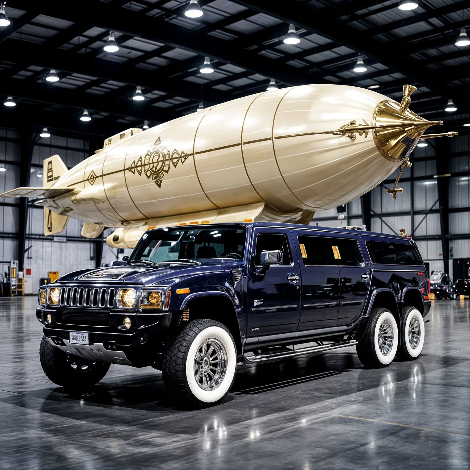 Rococo Limousine Based on a Hummer, Night Scene