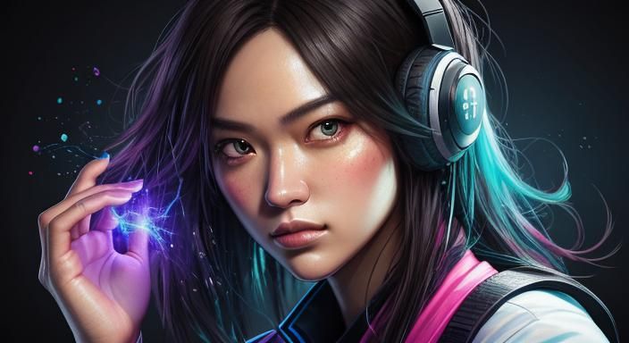 Hyperrealistic Girl Master with Calculator: Splash Art