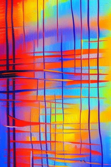 Colorful Grid in Neo-Impressionist Expressionist Style