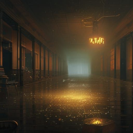 Derelict Office Building in Dark Fantasy Style