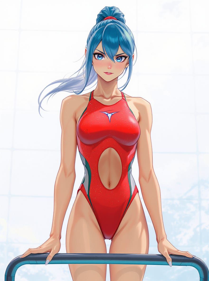 Competitive High Diver in Concept Art Style