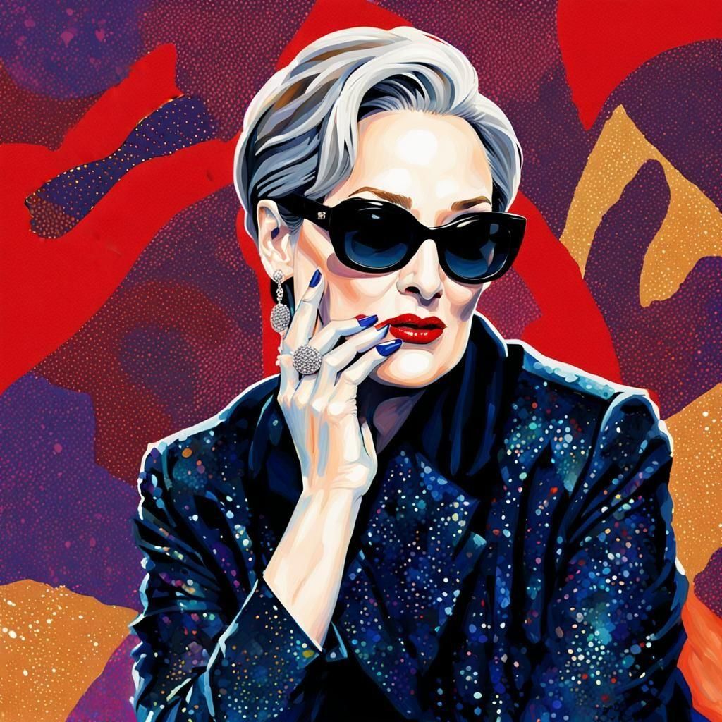Miranda Priestly Fashion Illustration in Gouache Style
