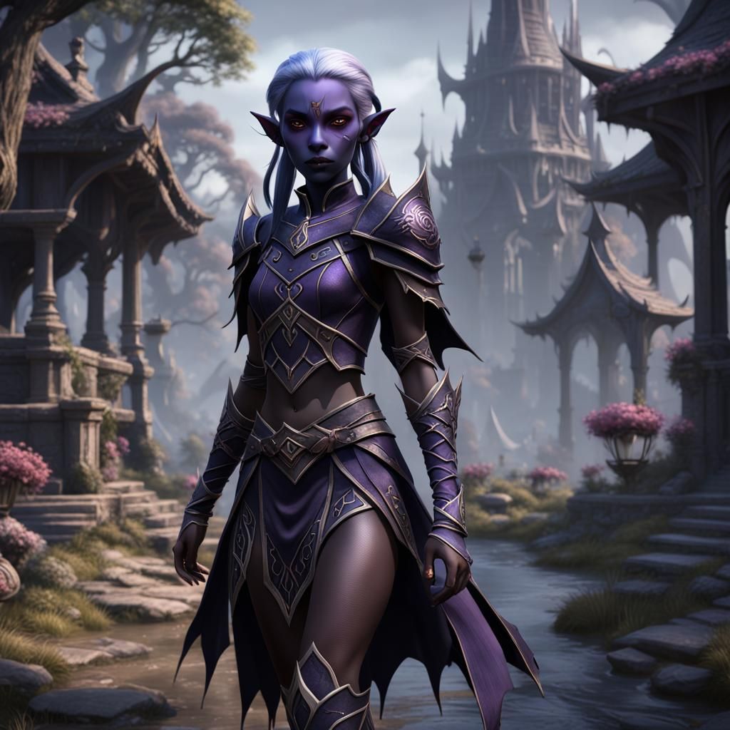 Dark Elf Child in Dark Fantasy Style