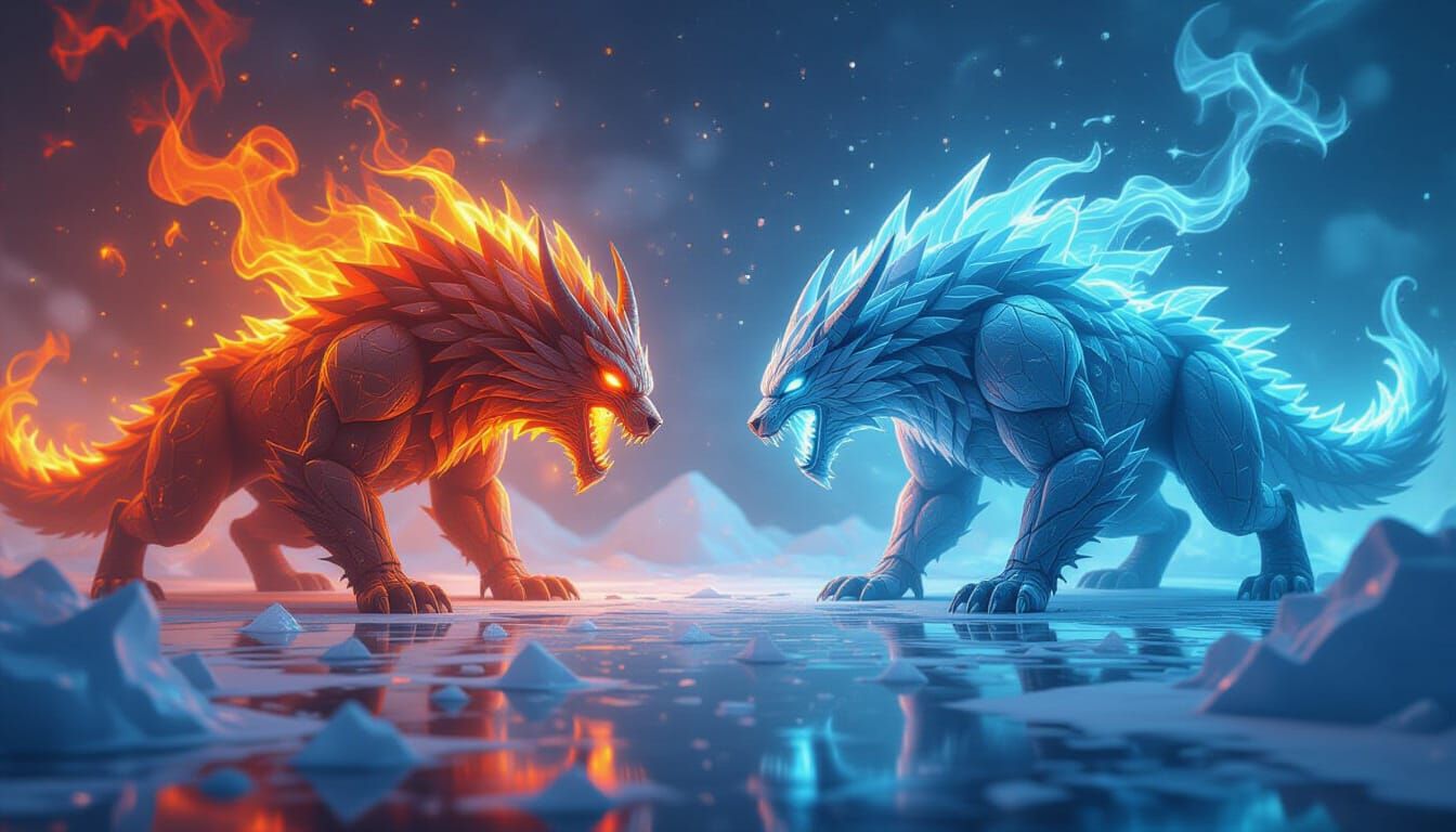 Elemental Beasts Clash in Sci-Fi Quantum Simulation
