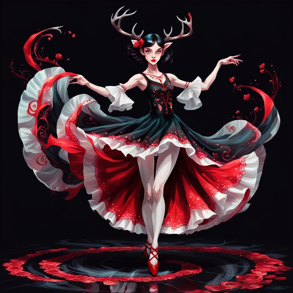 Elf Flamenco Dancer in Alcohol Ink Digital Painting