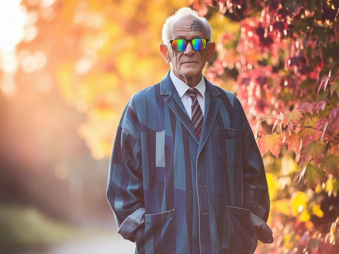 Elegant Dandy Grandfather in Autumn Glory