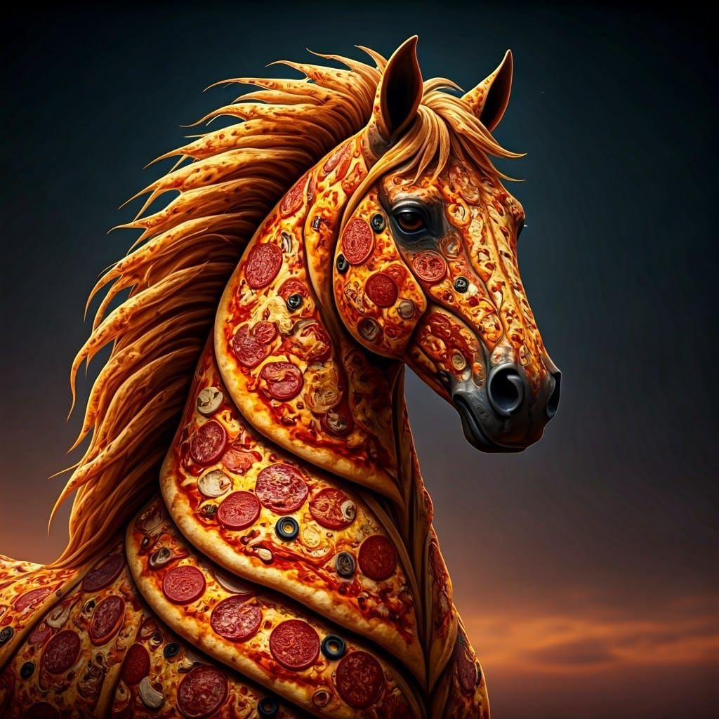 Pizza Horse in Dreamlike Setting