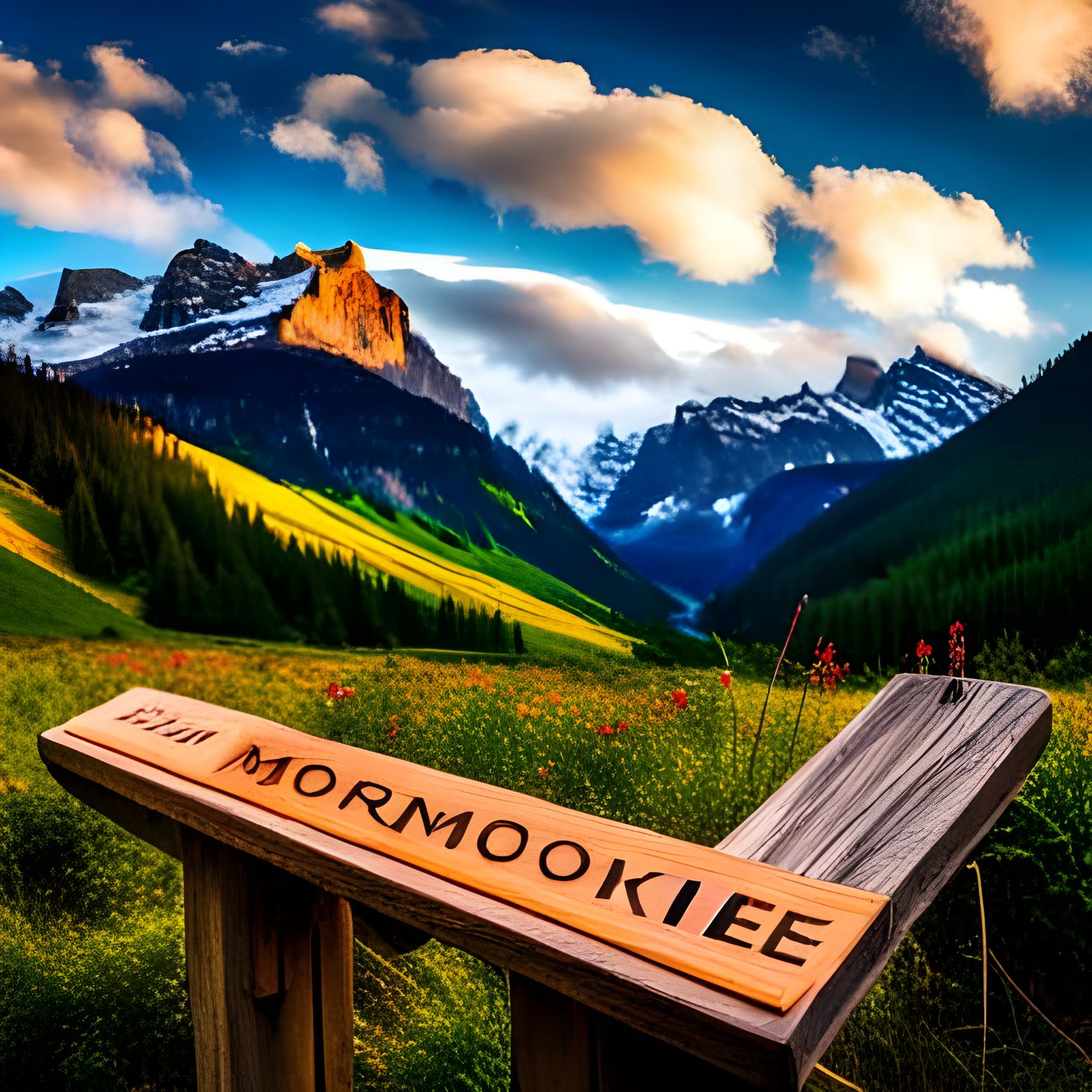 Colorful Graffiti on Weathered Wooden Sign