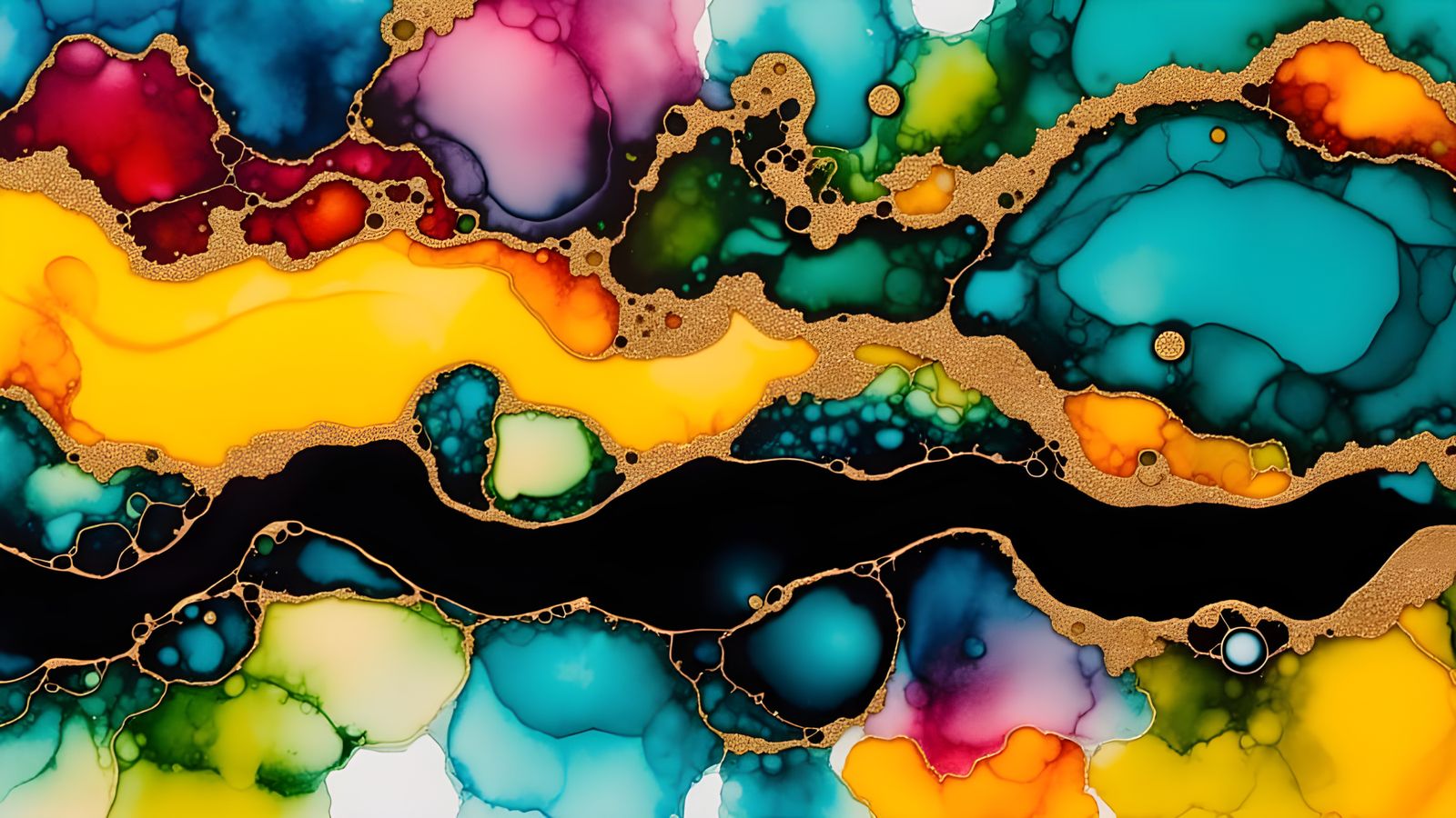 Vibrant Alcohol Inks With Wild Brushstrokes